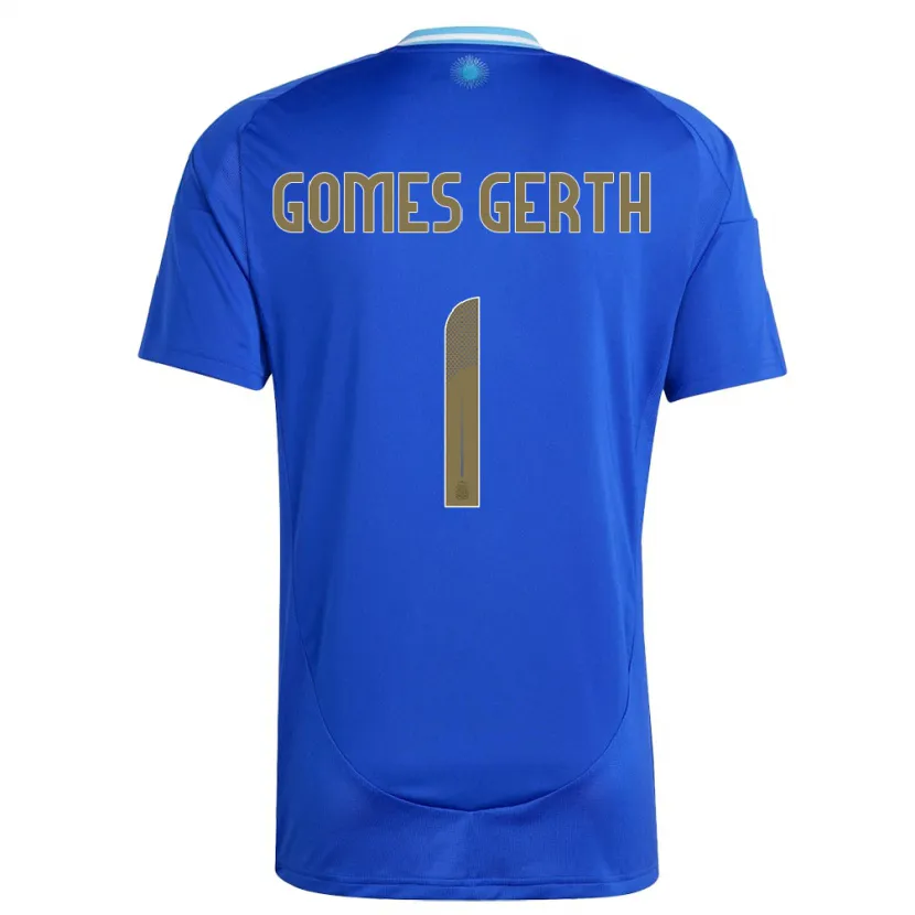 Danxen Homme Maillot Argentine Federico Gomes Gerth #1 Bleu Tenues Extérieur 24-26 T-Shirt