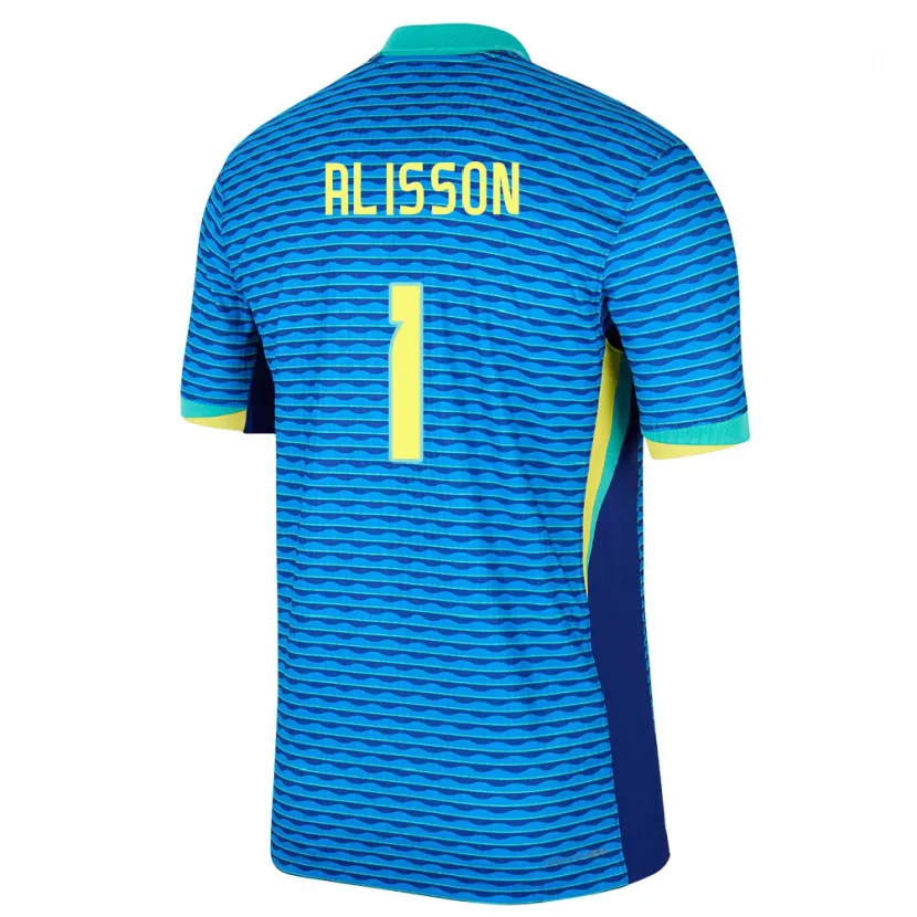 Danxen Homme Maillot Brésil Alisson #1 Bleu Tenues Extérieur 24-26 T-Shirt