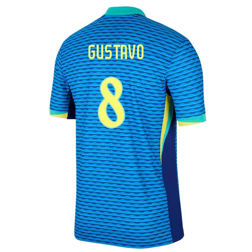 Danxen Homme Maillot Brésil Luiz Gustavo #8 Bleu Tenues Extérieur 24-26 T-Shirt