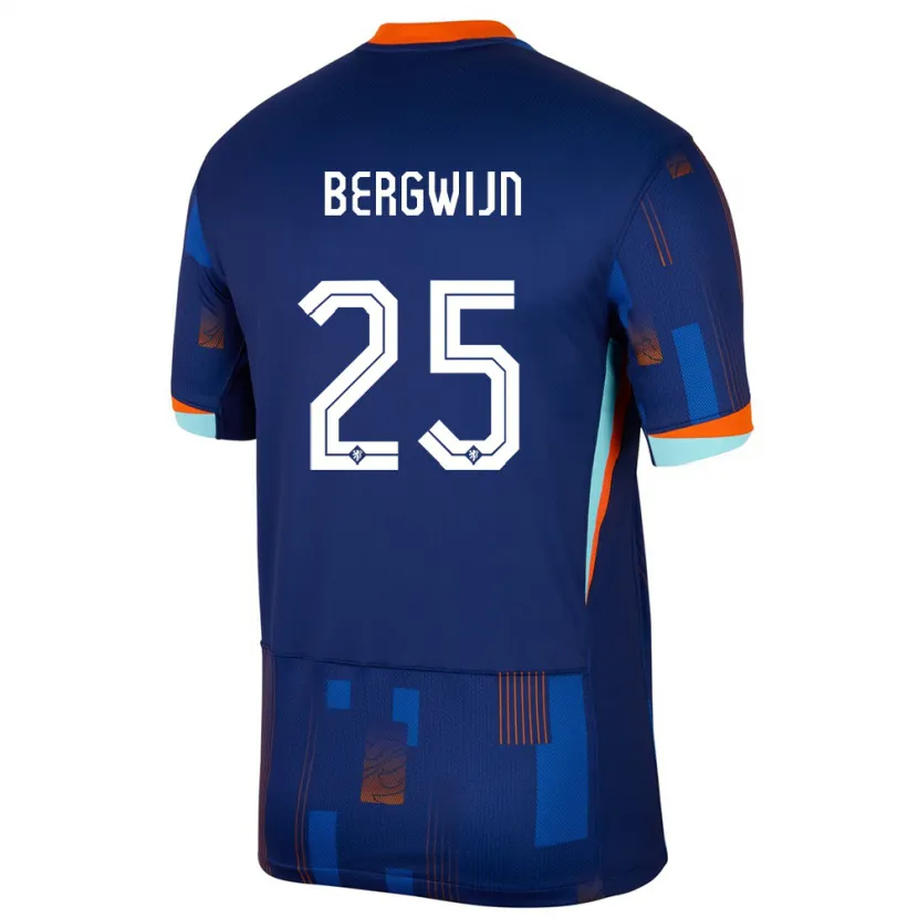 Danxen Homme Maillot Pays-Bas Steven Bergwijn #25 Bleu Tenues Extérieur 24-26 T-Shirt