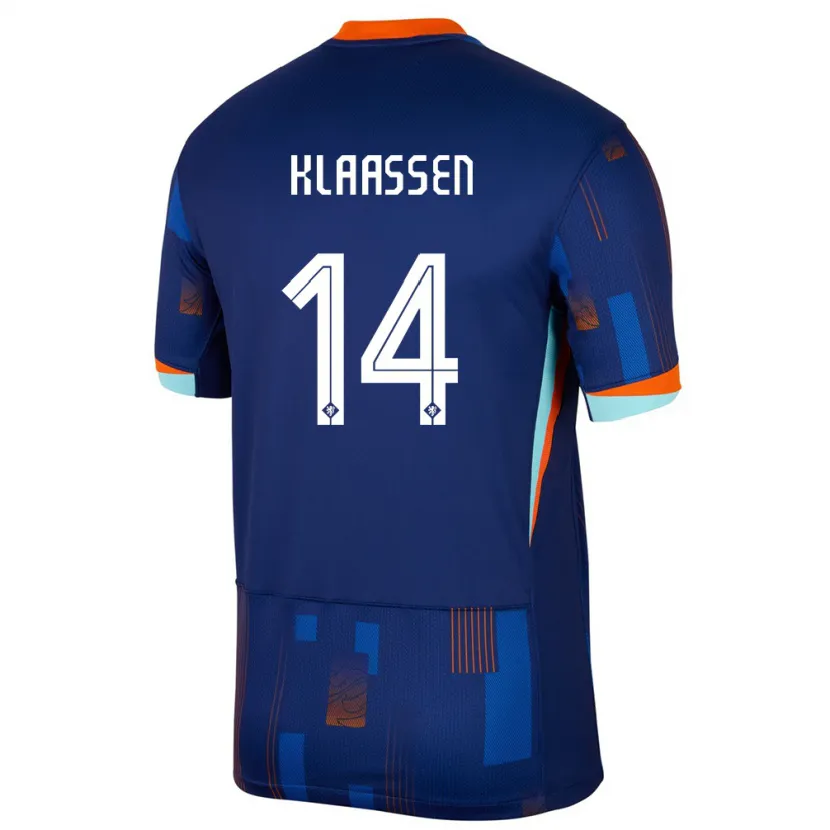 Danxen Homme Maillot Pays-Bas Davy Klaassen #14 Bleu Tenues Extérieur 24-26 T-Shirt