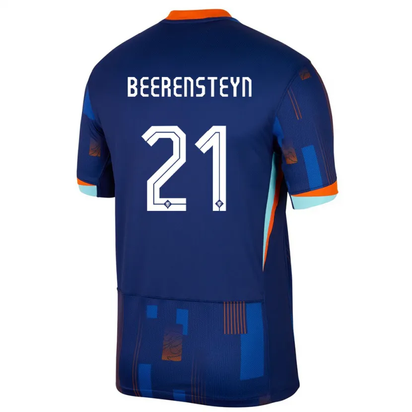 Danxen Homme Maillot Pays-Bas Lineth Beerensteyn #21 Bleu Tenues Extérieur 24-26 T-Shirt