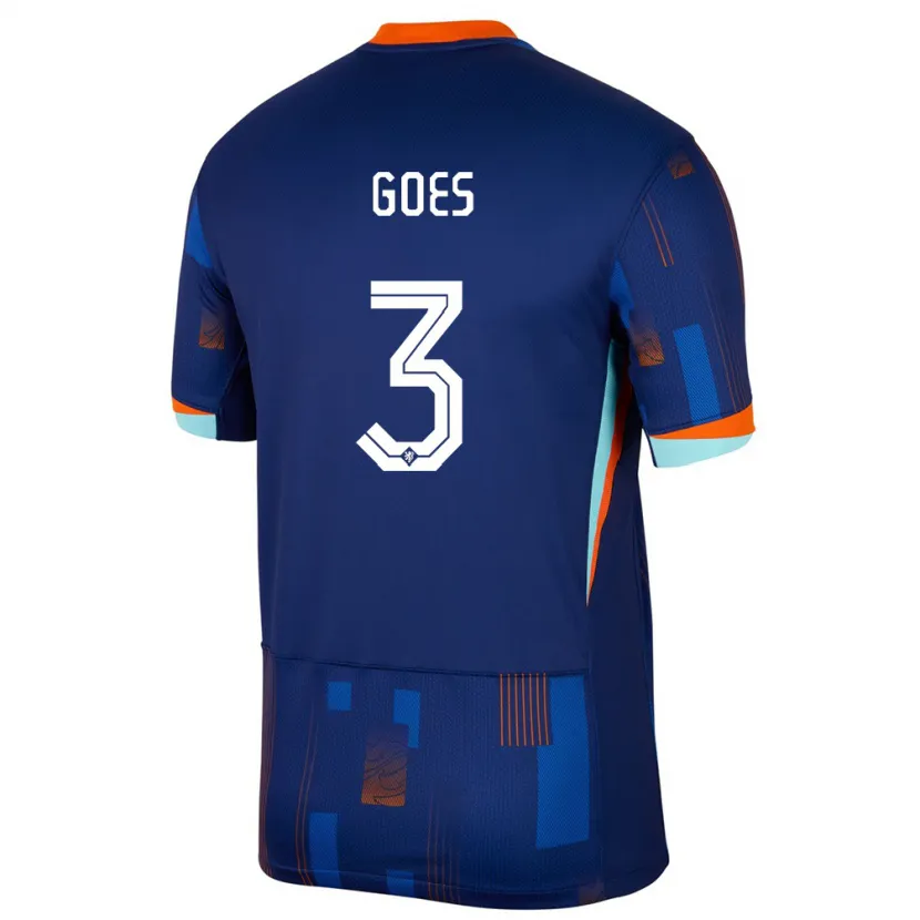 Danxen Homme Maillot Pays-Bas Wouter Goes #3 Bleu Tenues Extérieur 24-26 T-Shirt