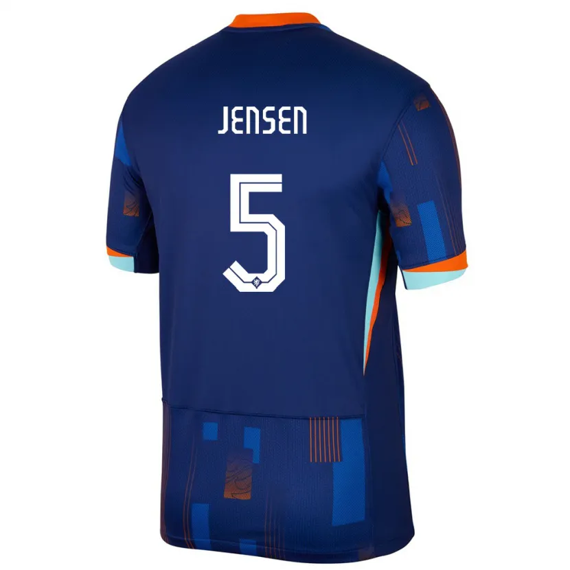 Danxen Homme Maillot Pays-Bas Koen Jensen #5 Bleu Tenues Extérieur 24-26 T-Shirt