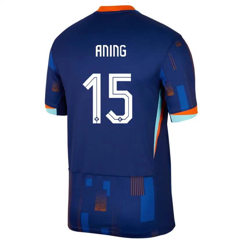 Danxen Homme Maillot Pays-Bas Prince Aning #15 Bleu Tenues Extérieur 24-26 T-Shirt