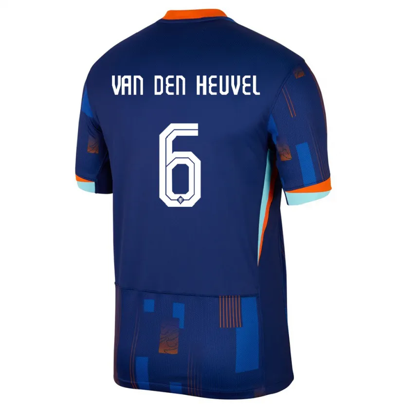 Danxen Homme Maillot Pays-Bas Tim Van Den Heuvel #6 Bleu Tenues Extérieur 24-26 T-Shirt