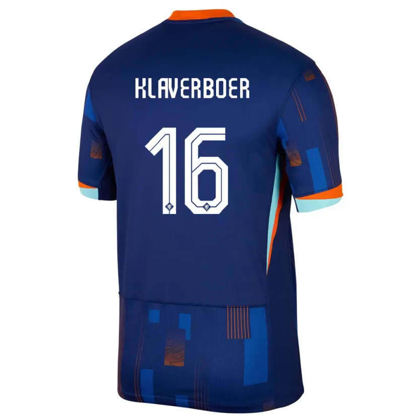 Danxen Homme Maillot Pays-Bas Bernt Klaverboer #16 Bleu Tenues Extérieur 24-26 T-Shirt