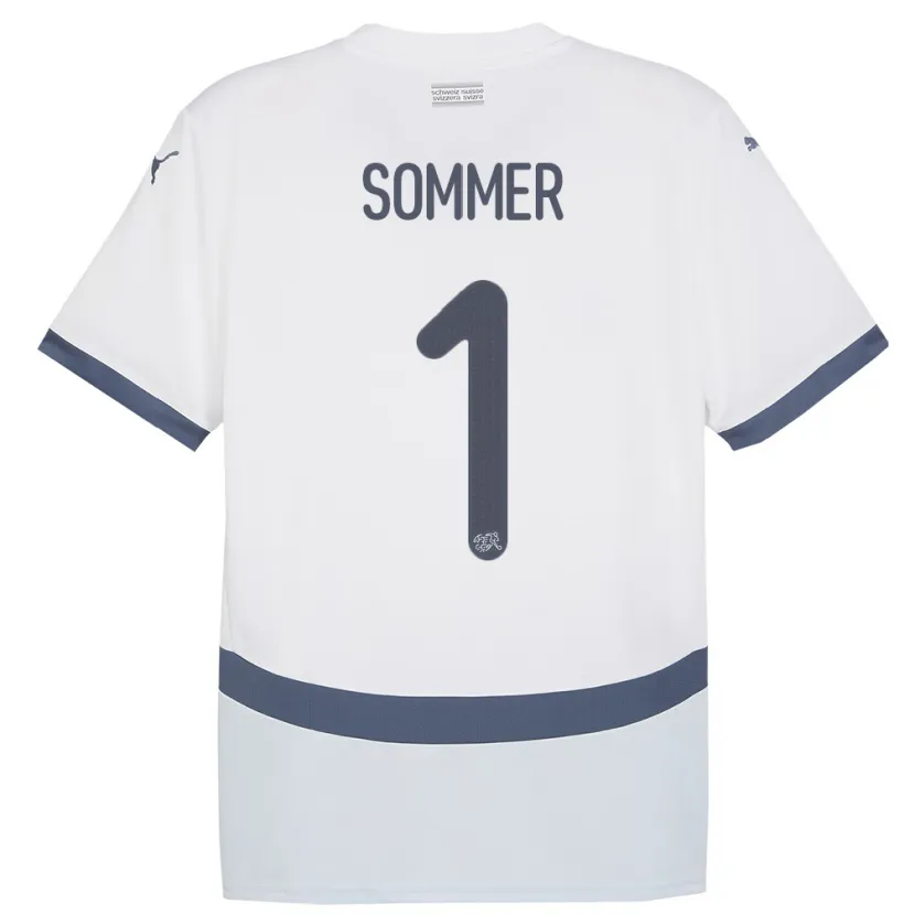 Danxen Homme Maillot Suisse Yann Sommer #1 Blanc Tenues Extérieur 24-26 T-Shirt