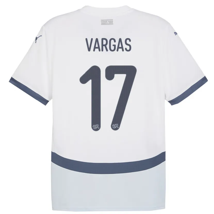 Danxen Homme Maillot Suisse Ruben Vargas #17 Blanc Tenues Extérieur 24-26 T-Shirt