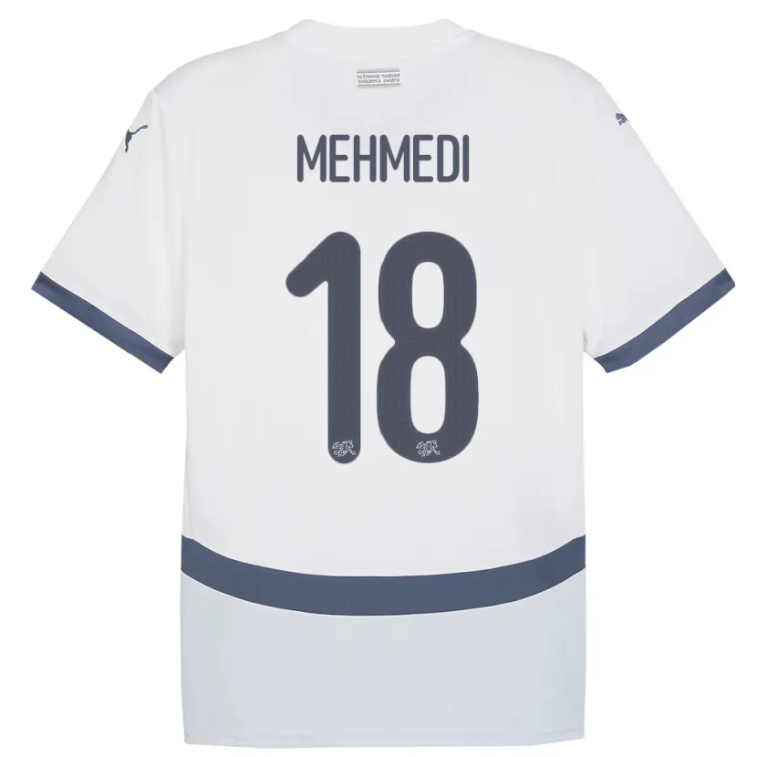 Danxen Homme Maillot Suisse Admir Mehmedi #18 Blanc Tenues Extérieur 24-26 T-Shirt