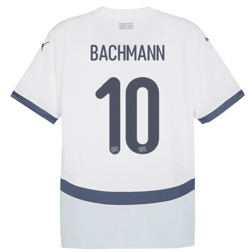 Danxen Homme Maillot Suisse Ramona Bachmann #10 Blanc Tenues Extérieur 24-26 T-Shirt