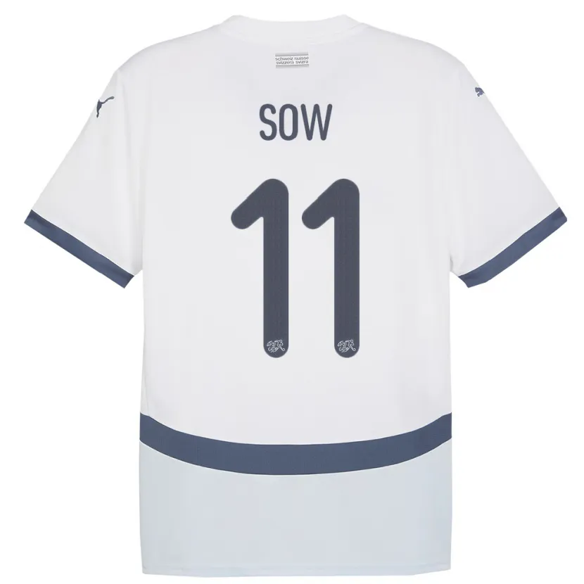 Danxen Homme Maillot Suisse Coumba Sow #11 Blanc Tenues Extérieur 24-26 T-Shirt