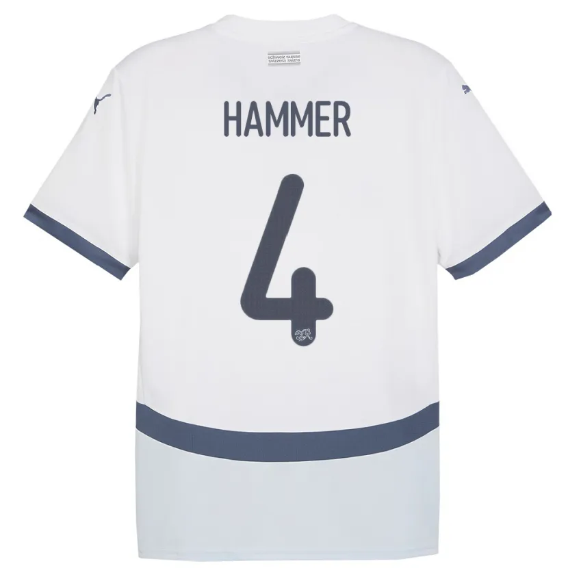 Danxen Homme Maillot Suisse Pascal Hammer #4 Blanc Tenues Extérieur 24-26 T-Shirt