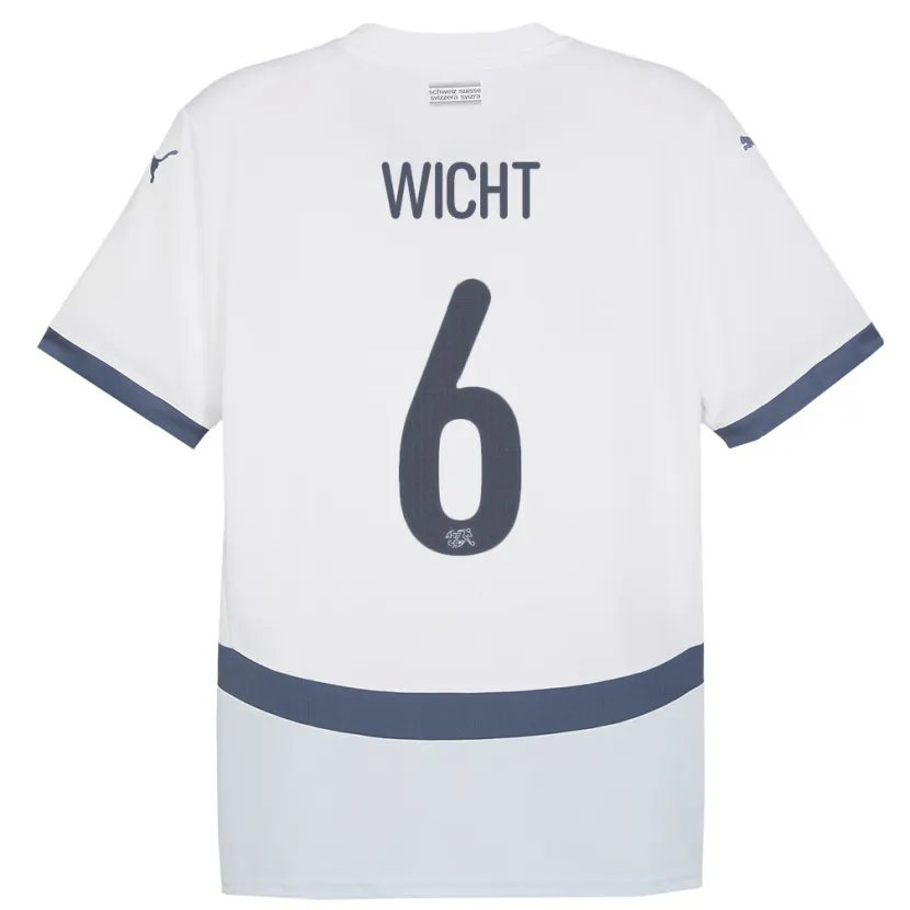 Danxen Homme Maillot Suisse Nathan Wicht #6 Blanc Tenues Extérieur 24-26 T-Shirt