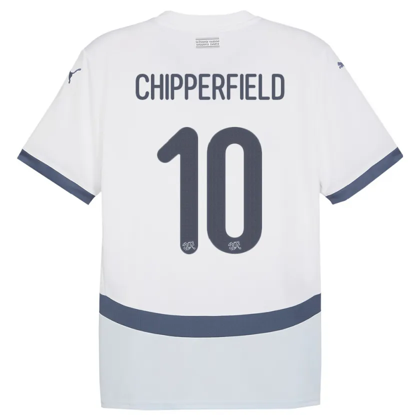 Danxen Homme Maillot Suisse Liam Chipperfield #10 Blanc Tenues Extérieur 24-26 T-Shirt