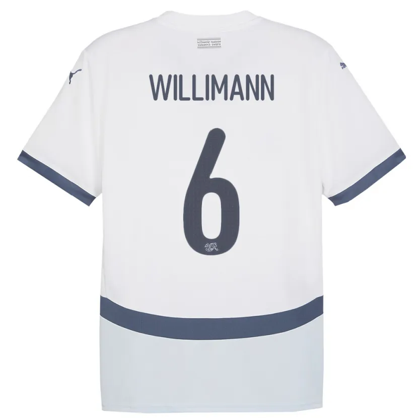 Danxen Homme Maillot Suisse Mauricio Willimann #6 Blanc Tenues Extérieur 24-26 T-Shirt