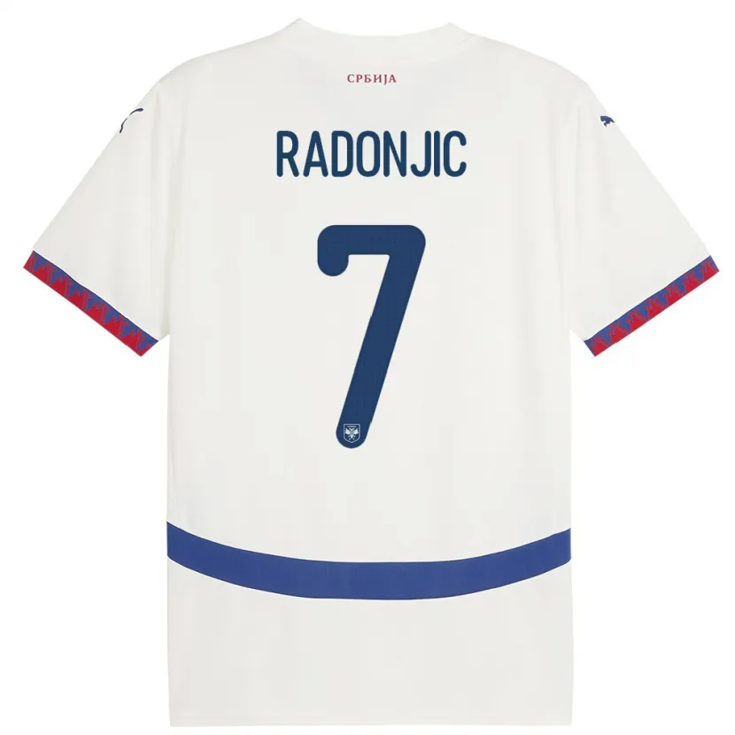Danxen Homme Maillot Serbie Nemanja Radonjic #7 Blanc Tenues Extérieur 24-26 T-Shirt