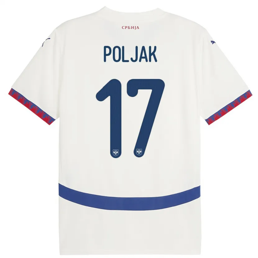 Danxen Homme Maillot Serbie Allegra Poljak #17 Blanc Tenues Extérieur 24-26 T-Shirt