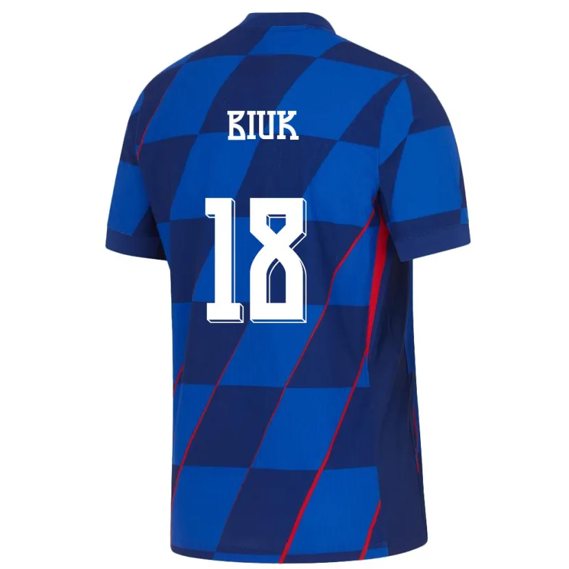 Danxen Homme Maillot Croatie Stipe Biuk #18 Bleu Tenues Extérieur 24-26 T-Shirt