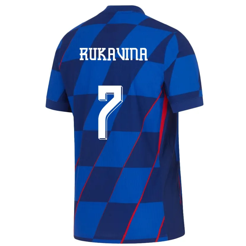 Danxen Homme Maillot Croatie Gabriel Rukavina #7 Bleu Tenues Extérieur 24-26 T-Shirt