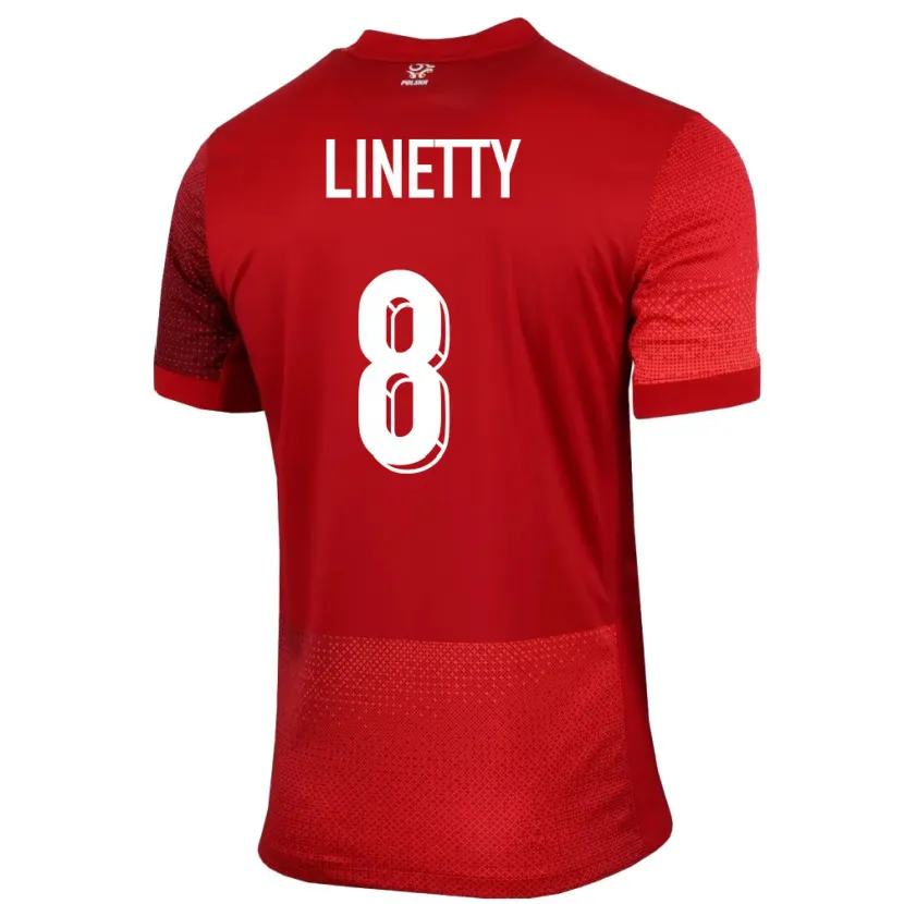 Danxen Homme Maillot Pologne Karol Linetty #8 Rouge Tenues Extérieur 24-26 T-Shirt