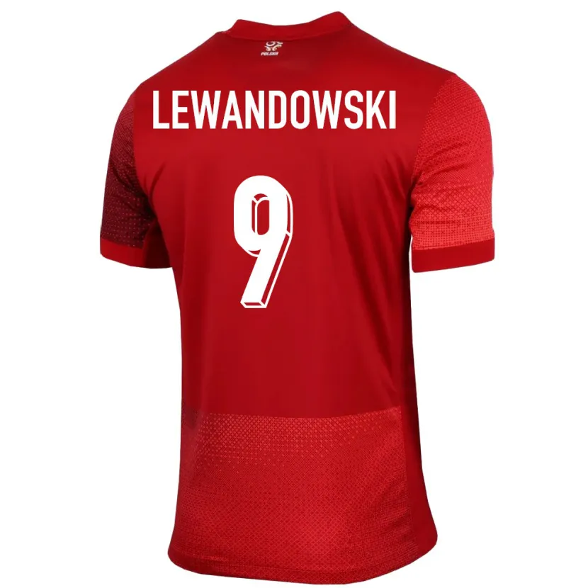 Danxen Homme Maillot Pologne Robert Lewandowski #9 Rouge Tenues Extérieur 24-26 T-Shirt