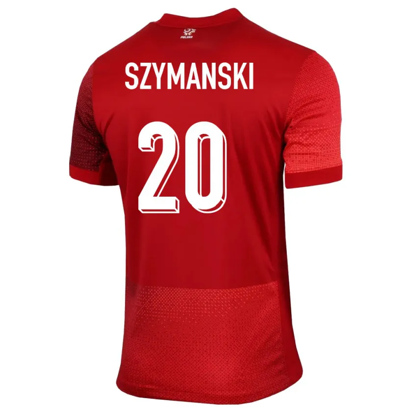 Danxen Homme Maillot Pologne Sebastian Szymanski #20 Rouge Tenues Extérieur 24-26 T-Shirt