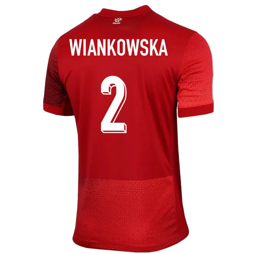 Danxen Homme Maillot Pologne Martyna Wiankowska #2 Rouge Tenues Extérieur 24-26 T-Shirt
