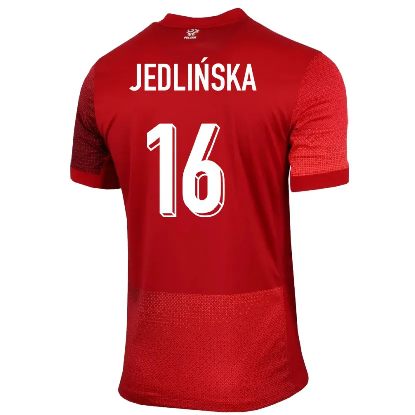 Danxen Homme Maillot Pologne Klaudia Jedlinska #16 Rouge Tenues Extérieur 24-26 T-Shirt