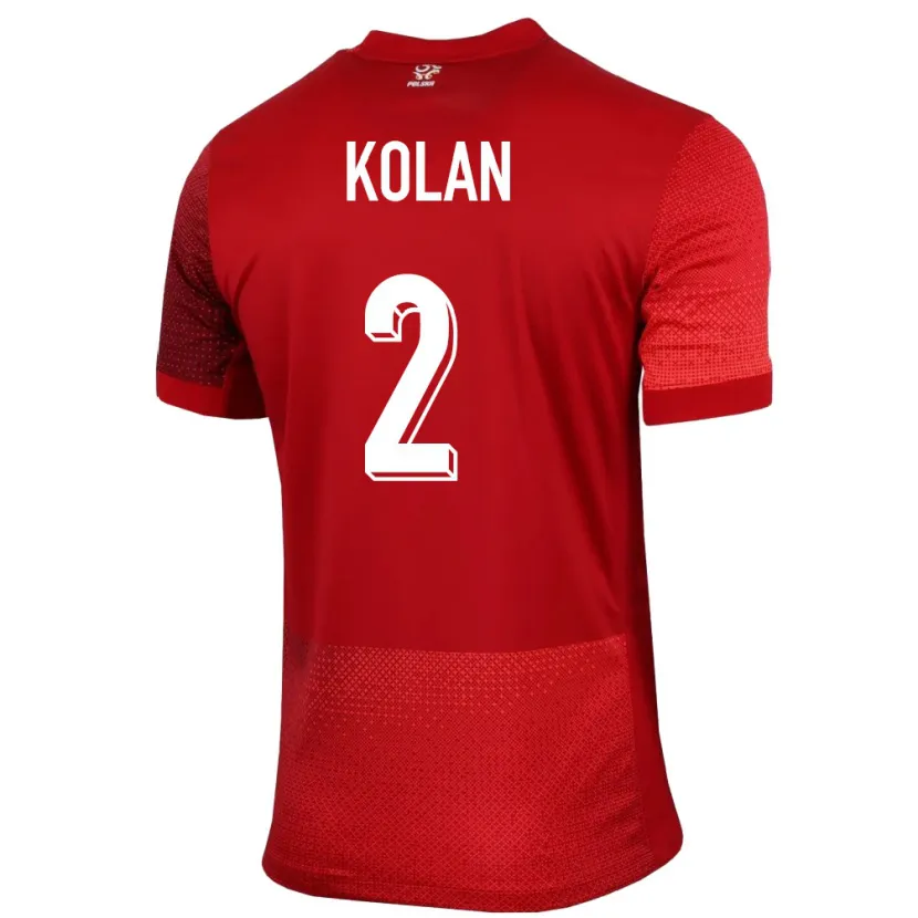 Danxen Homme Maillot Pologne Jakub Kolan #2 Rouge Tenues Extérieur 24-26 T-Shirt