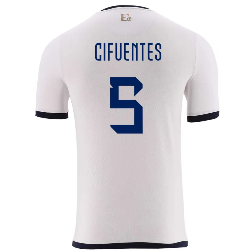 Danxen Homme Maillot Équateur Jose Cifuentes #5 Blanc Tenues Extérieur 24-26 T-Shirt