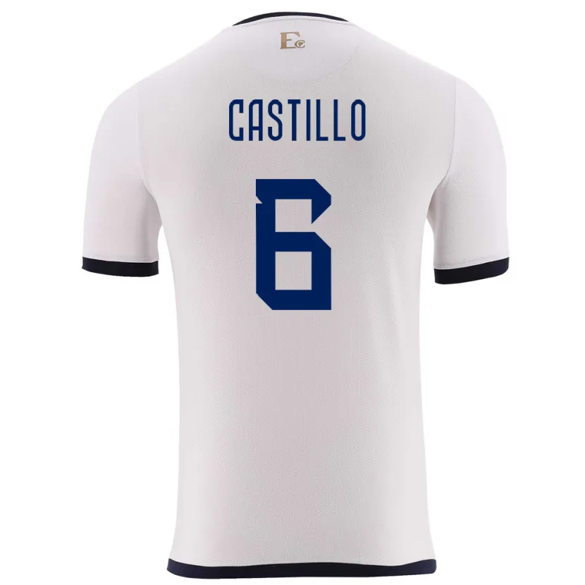 Danxen Homme Maillot Équateur Byron Castillo #6 Blanc Tenues Extérieur 24-26 T-Shirt