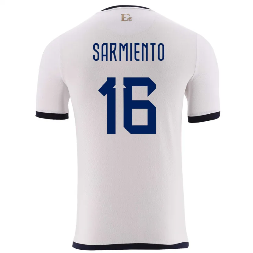 Danxen Homme Maillot Équateur Jeremy Sarmiento #16 Blanc Tenues Extérieur 24-26 T-Shirt