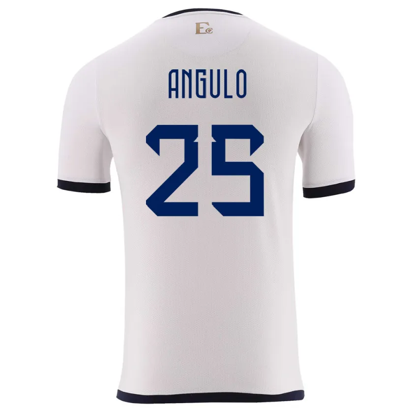 Danxen Homme Maillot Équateur Nilson Angulo #25 Blanc Tenues Extérieur 24-26 T-Shirt