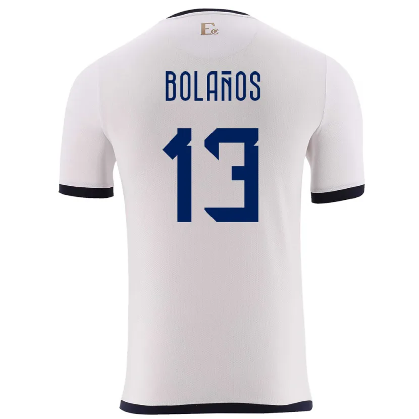 Danxen Homme Maillot Équateur Nayely Bolanos #13 Blanc Tenues Extérieur 24-26 T-Shirt