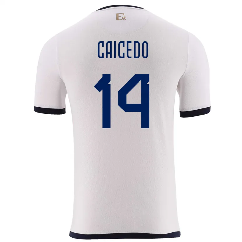 Danxen Homme Maillot Équateur Carina Caicedo #14 Blanc Tenues Extérieur 24-26 T-Shirt