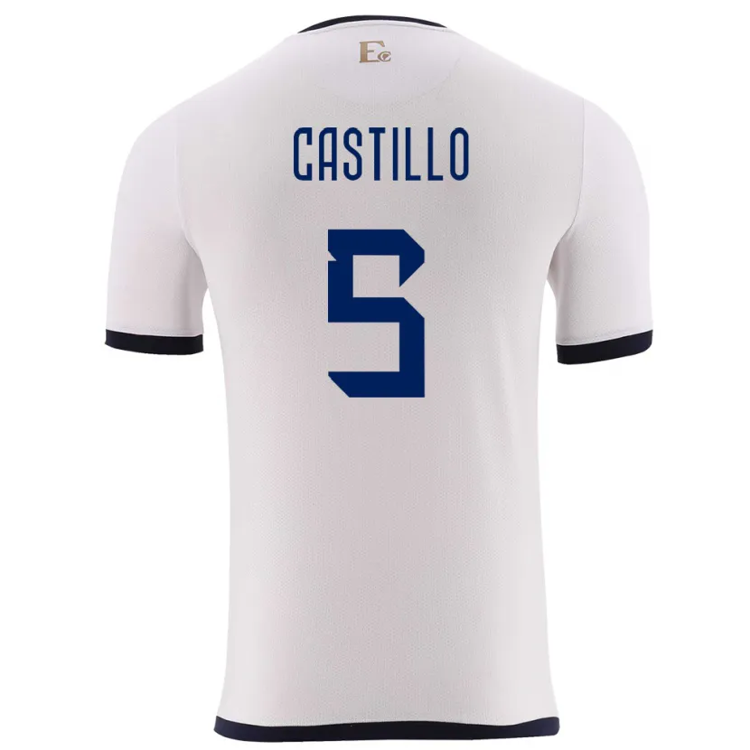 Danxen Homme Maillot Équateur Denil Castillo #5 Blanc Tenues Extérieur 24-26 T-Shirt
