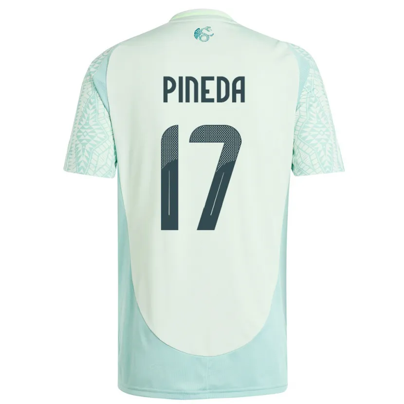 Danxen Homme Maillot Mexique Orbelin Pineda #17 Lin Vert Tenues Extérieur 24-26 T-Shirt