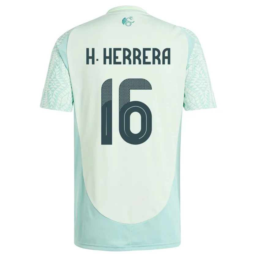 Danxen Homme Maillot Mexique Hector Herrera #16 Lin Vert Tenues Extérieur 24-26 T-Shirt