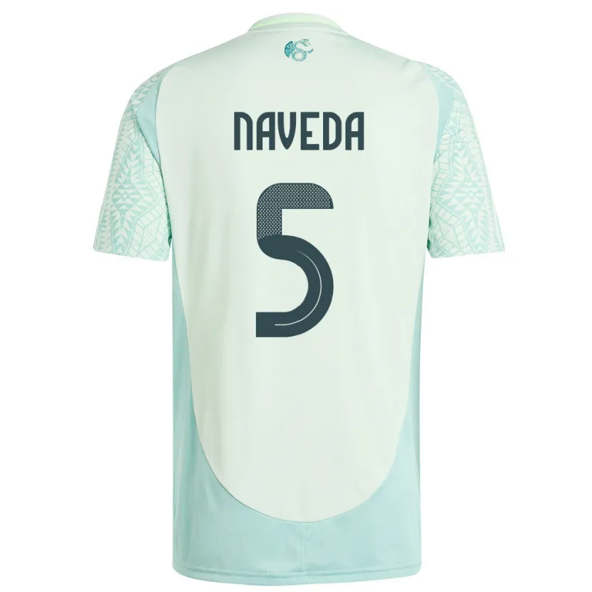 Danxen Homme Maillot Mexique Santiago Naveda #5 Lin Vert Tenues Extérieur 24-26 T-Shirt