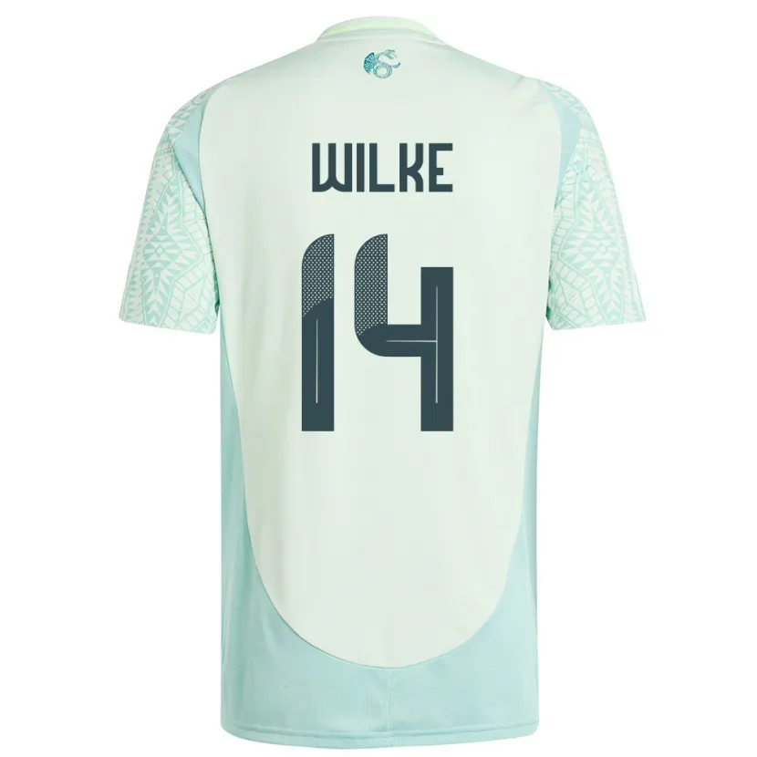 Danxen Homme Maillot Mexique Teun Wilke #14 Lin Vert Tenues Extérieur 24-26 T-Shirt