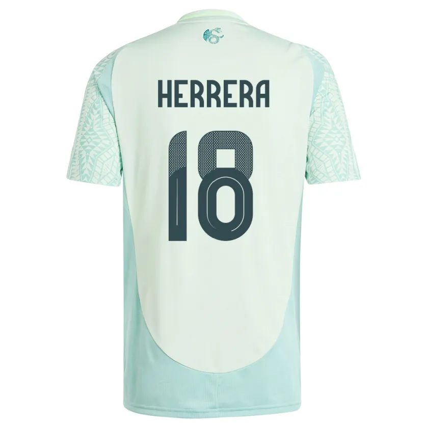 Danxen Homme Maillot Mexique Ozziel Herrera #18 Lin Vert Tenues Extérieur 24-26 T-Shirt