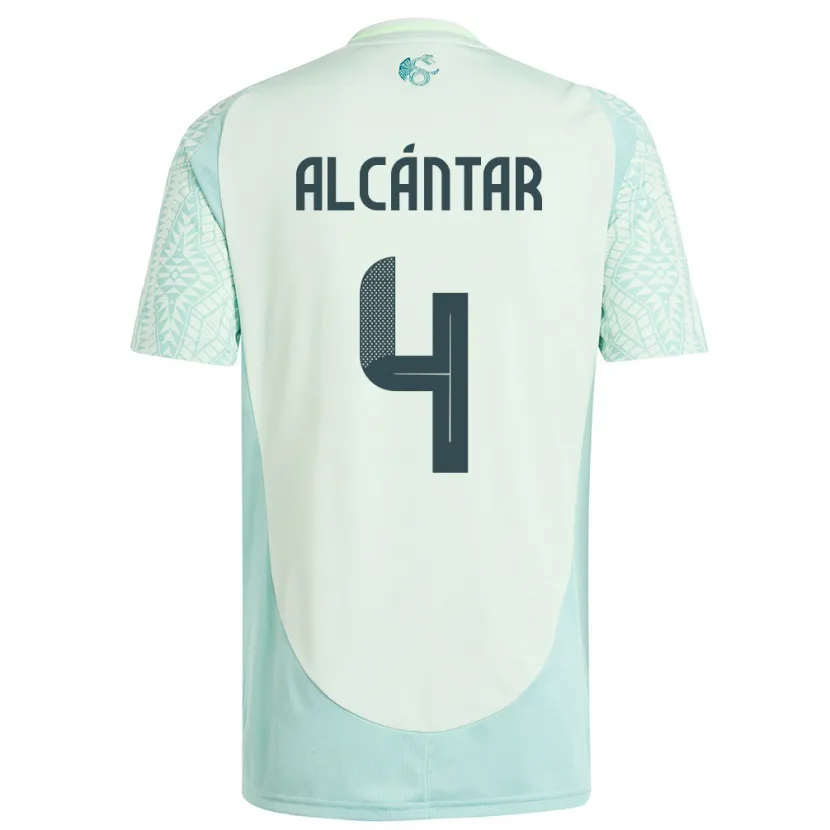 Danxen Homme Maillot Mexique Jesus Alcantar #4 Lin Vert Tenues Extérieur 24-26 T-Shirt