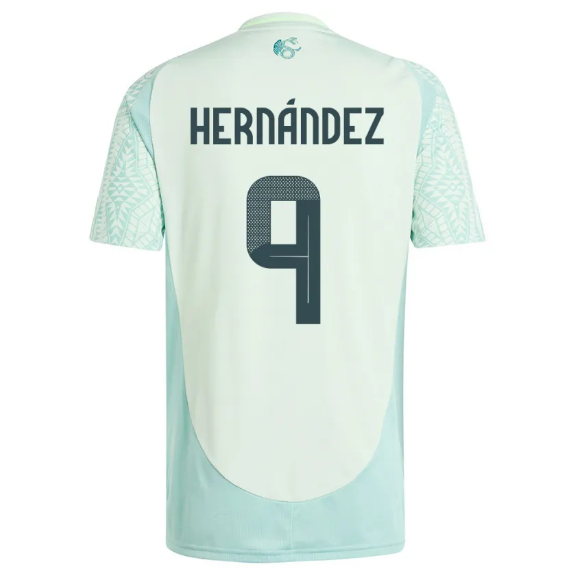 Danxen Homme Maillot Mexique Jesus Hernandez #9 Lin Vert Tenues Extérieur 24-26 T-Shirt