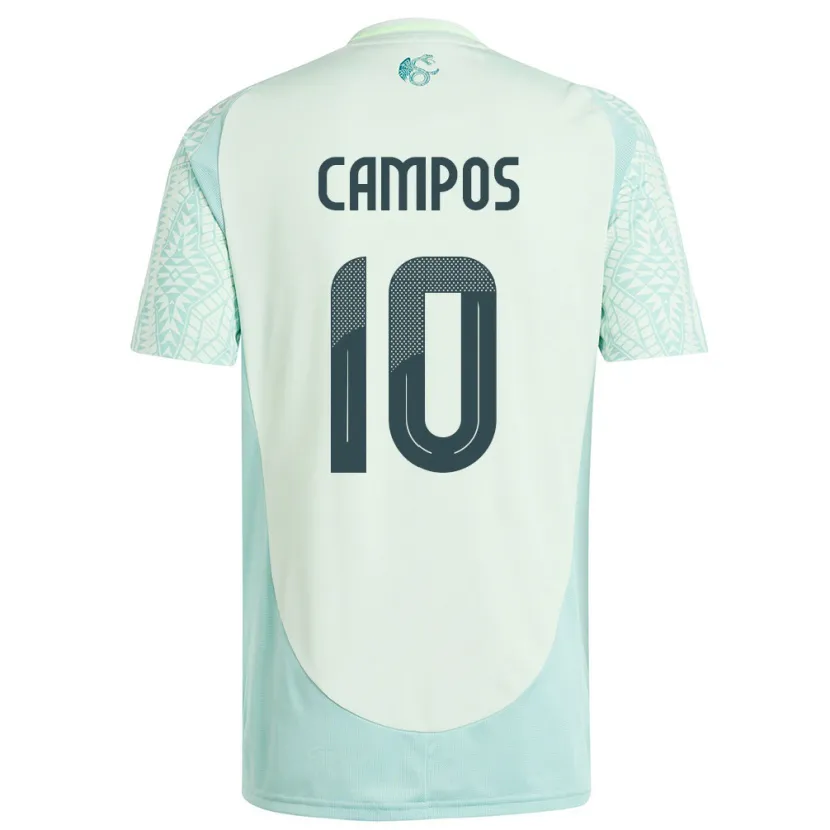 Danxen Homme Maillot Mexique Karel Campos #10 Lin Vert Tenues Extérieur 24-26 T-Shirt