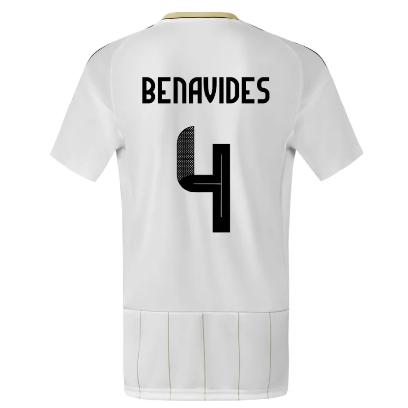 Danxen Homme Maillot Costa Rica Mariana Benavides #4 Blanc Tenues Extérieur 24-26 T-Shirt