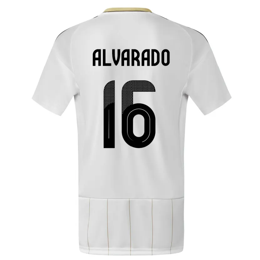Danxen Homme Maillot Costa Rica Katherine Alvarado #16 Blanc Tenues Extérieur 24-26 T-Shirt