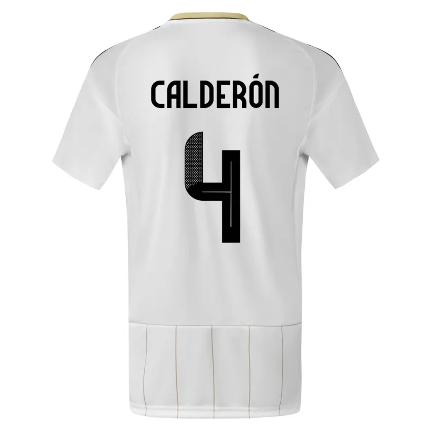 Danxen Homme Maillot Costa Rica Brandon Calderon #4 Blanc Tenues Extérieur 24-26 T-Shirt