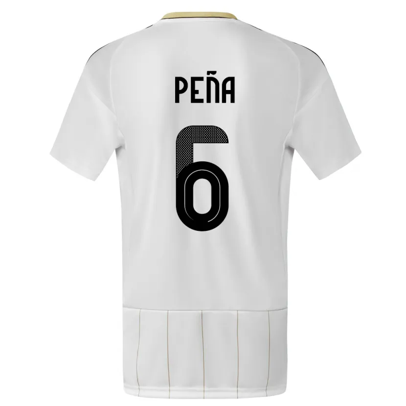 Danxen Homme Maillot Costa Rica Ricardo Pena #6 Blanc Tenues Extérieur 24-26 T-Shirt