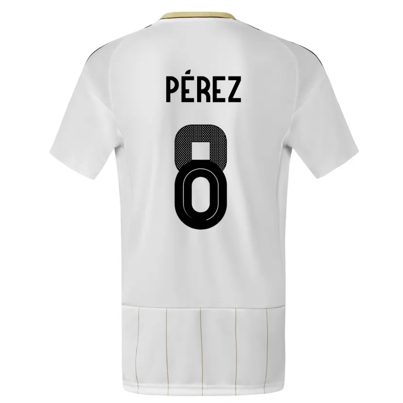 Danxen Homme Maillot Costa Rica Creichel Perez #8 Blanc Tenues Extérieur 24-26 T-Shirt